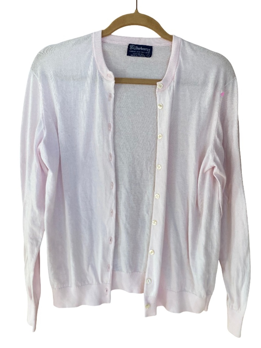 Vintage Burberry light baby pink 100% cotton button front cardigan size large